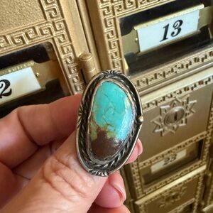 Vintage Silver Turquoise and Oval Ring